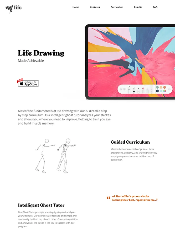 Life iPad App Landing Page